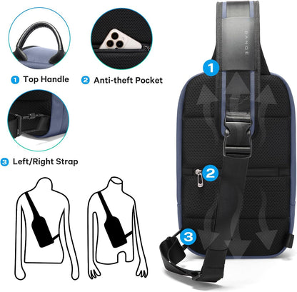 Sling Bag, Large Men's Cross Body bags, Men's Shoulder Bags for Work, Walking, Travel, Hiking…