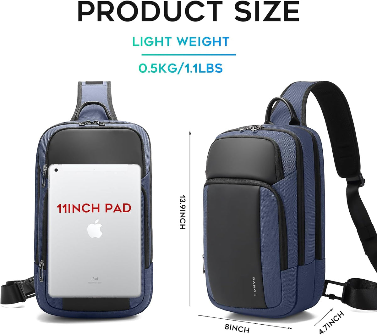 Sling Bag, Large Men's Cross Body bags, Men's Shoulder Bags for Work, Walking, Travel, Hiking…