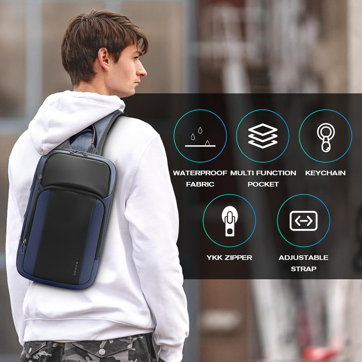 Sling Bag, Large Men's Cross Body bags, Men's Shoulder Bags for Work, Walking, Travel, Hiking…