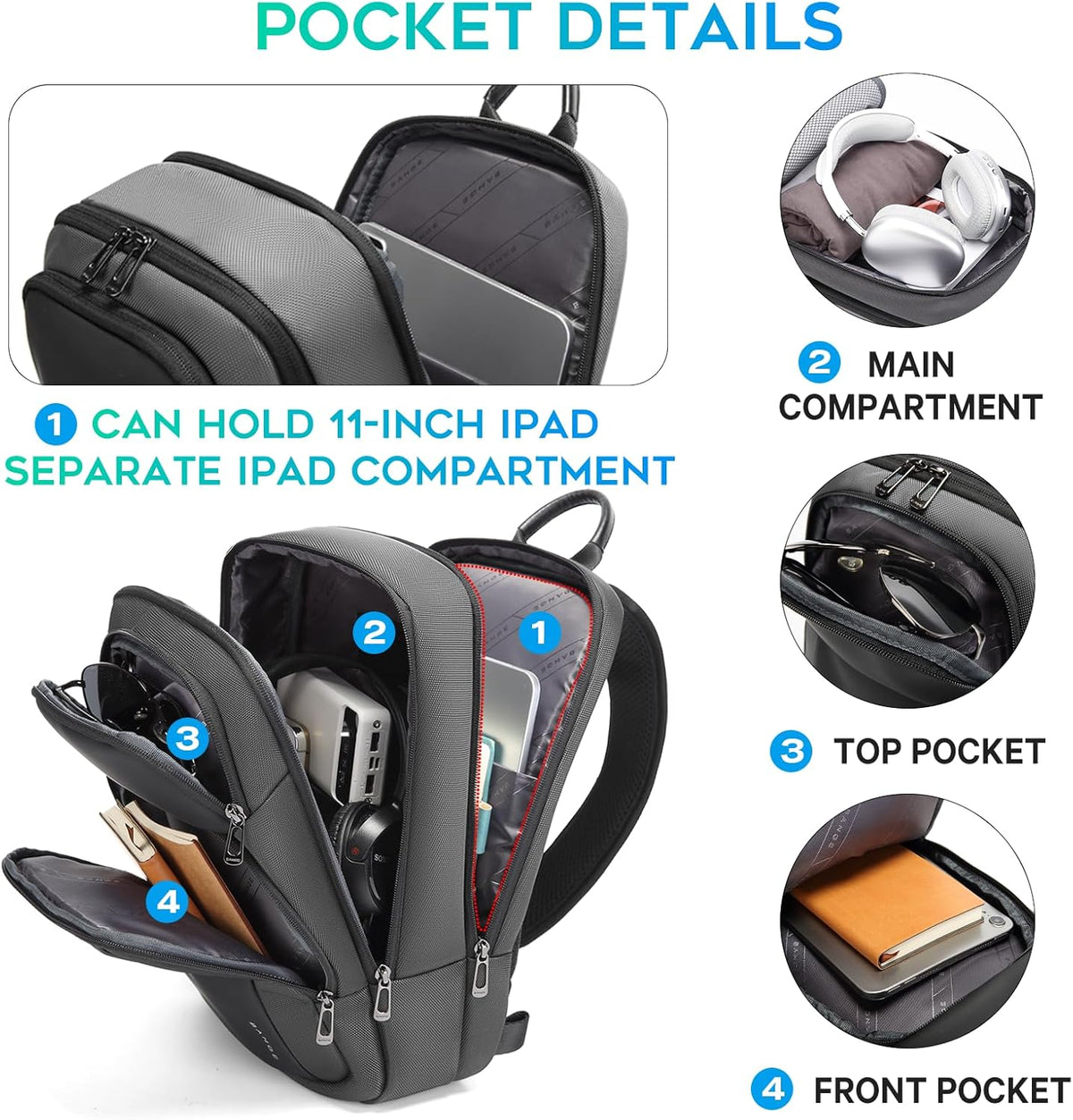 Sling Bag, Large Men's Cross Body bags, Men's Shoulder Bags for Work, Walking, Travel, Hiking…