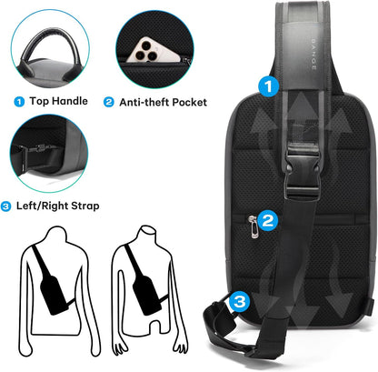 Sling Bag, Large Men's Cross Body bags, Men's Shoulder Bags for Work, Walking, Travel, Hiking…