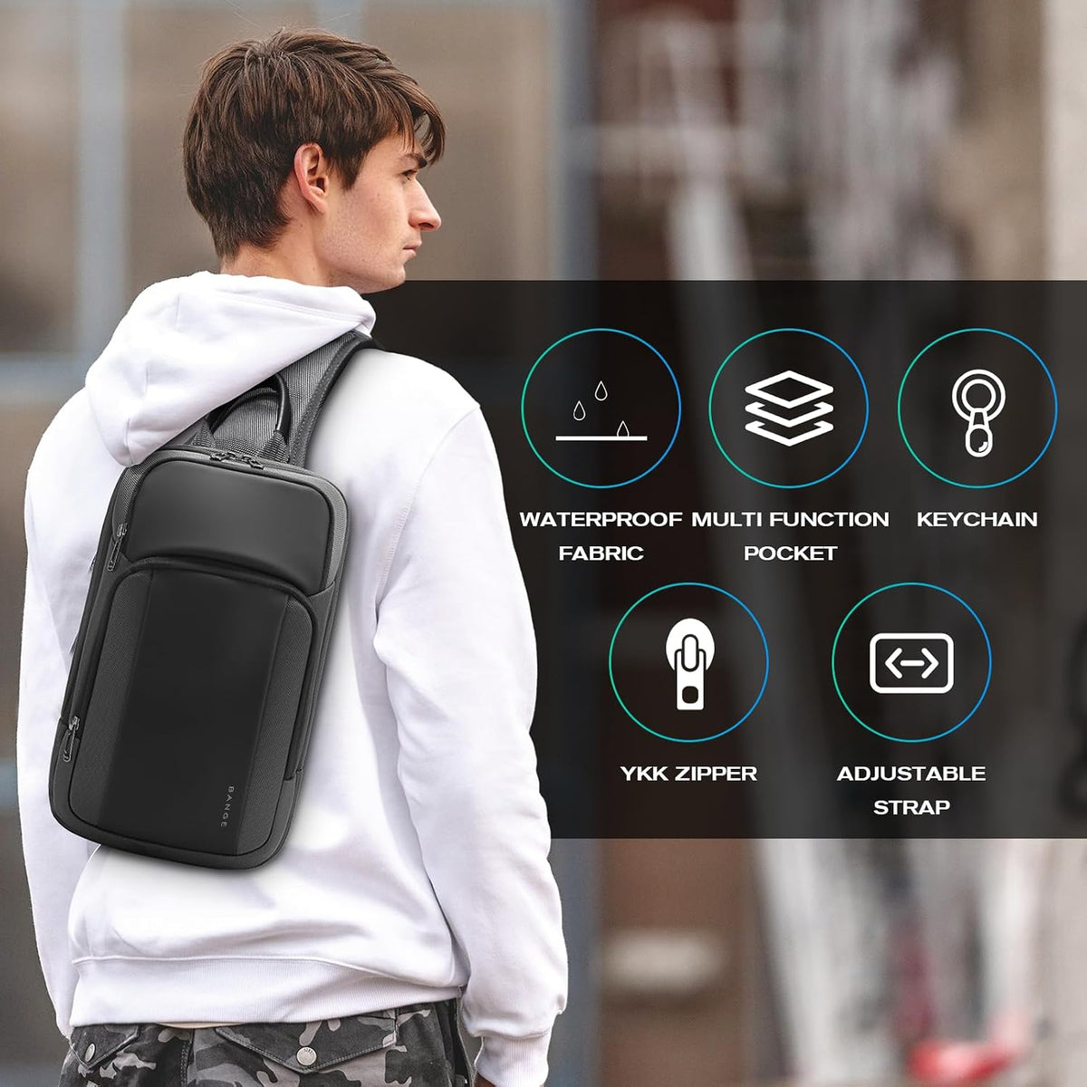 Sling Bag, Large Men's Cross Body bags, Men's Shoulder Bags for Work, Walking, Travel, Hiking…