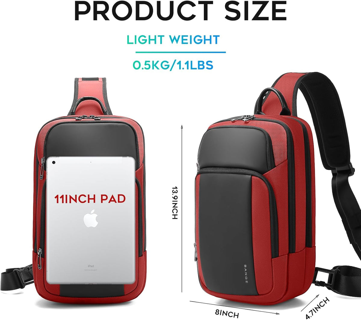 Sling Bag, Large Men's Cross Body bags, Men's Shoulder Bags for Work, Walking, Travel, Hiking…