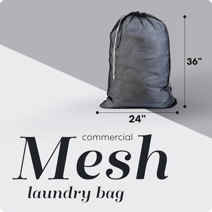 Mesh XL Laundry Bag - Durable, Machine Washable with Secure Drawstring Closure - Perfect for College Dorms, Laundromats, Apartments (Black, Large 24" x 36")