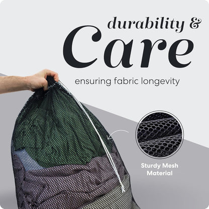 Mesh XL Laundry Bag - Durable, Machine Washable with Secure Drawstring Closure - Perfect for College Dorms, Laundromats, Apartments (Black, Large 24" x 36")