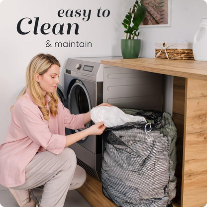 Mesh XL Laundry Bag - Durable, Machine Washable with Secure Drawstring Closure - Perfect for College Dorms, Laundromats, Apartments (Black, Large 24" x 36")