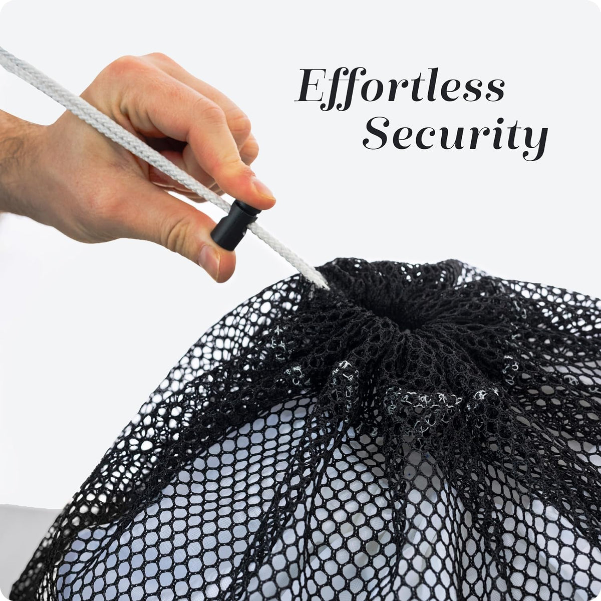 Mesh XL Laundry Bag - Durable, Machine Washable with Secure Drawstring Closure - Perfect for College Dorms, Laundromats, Apartments (Black, Large 24" x 36")