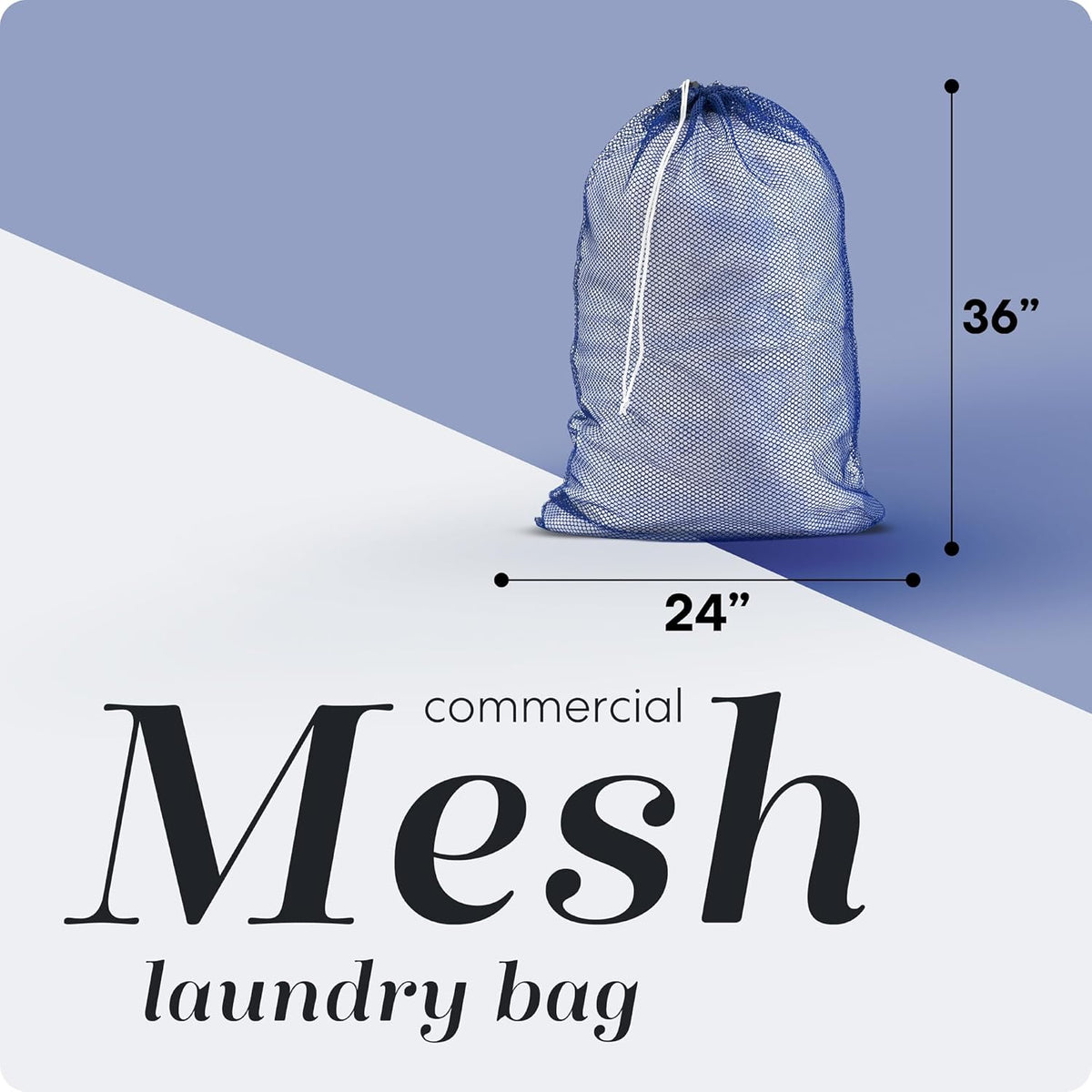 Mesh XL Laundry Bag - Durable, Machine Washable with Secure Drawstring Closure - Perfect for College Dorms, Laundromats, Apartments (Black, Large 24" x 36")