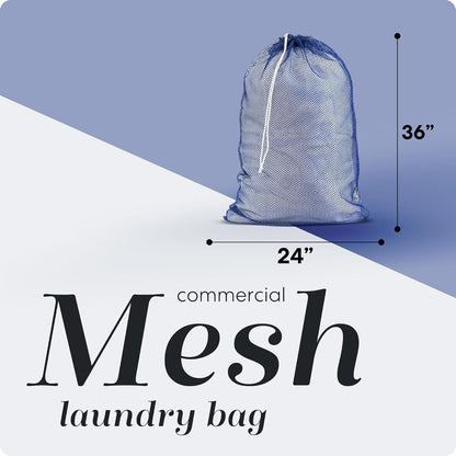 Mesh XL Laundry Bag - Durable, Machine Washable with Secure Drawstring Closure - Perfect for College Dorms, Laundromats, Apartments (Black, Large 24" x 36")