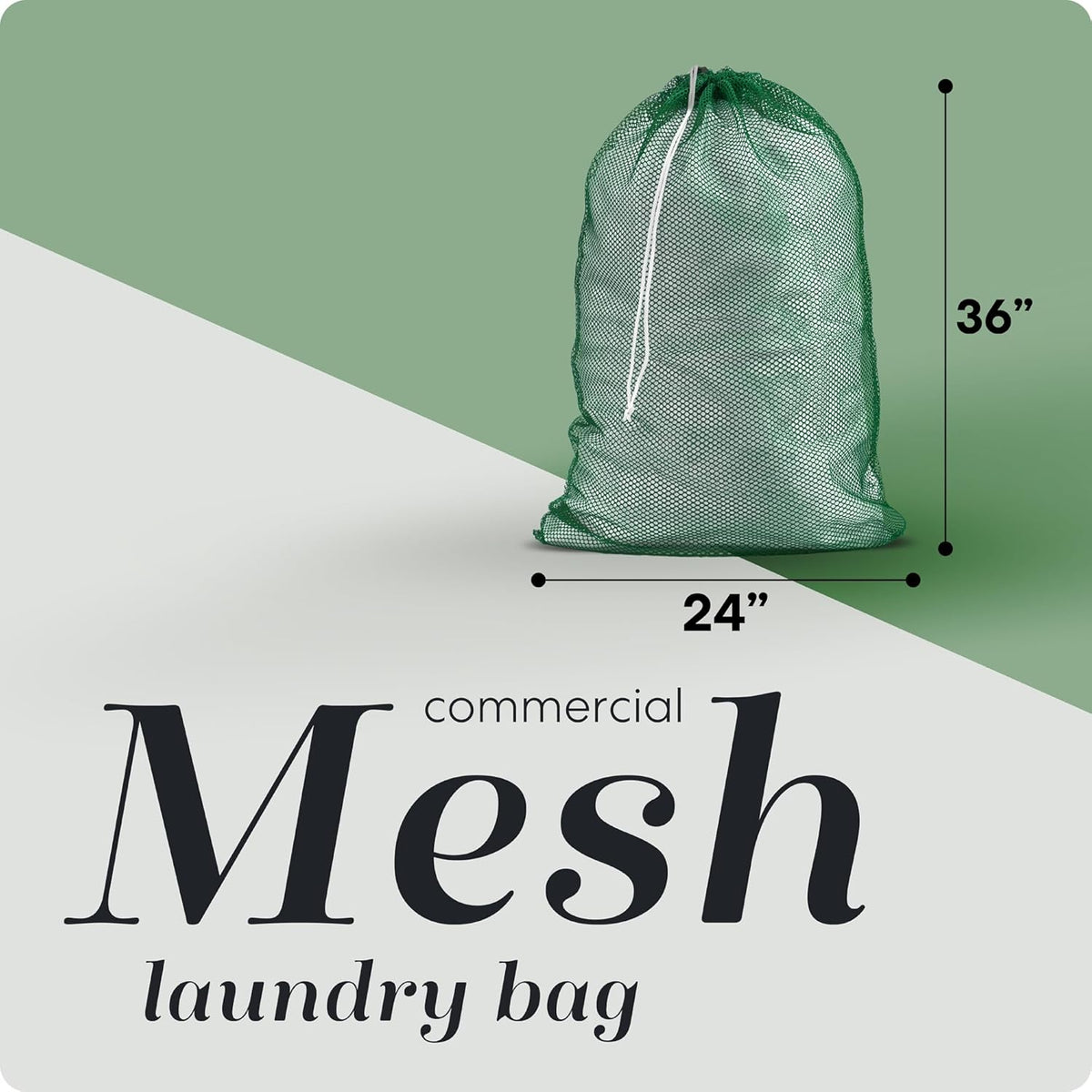 Mesh XL Laundry Bag - Durable, Machine Washable with Secure Drawstring Closure - Perfect for College Dorms, Laundromats, Apartments (Black, Large 24" x 36")