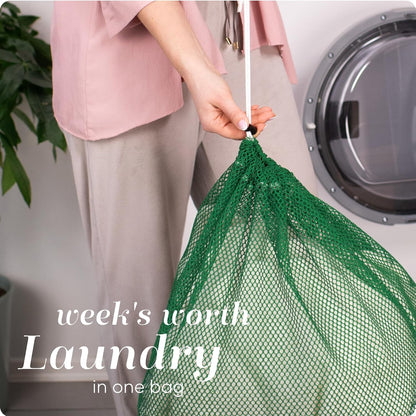 Mesh XL Laundry Bag - Durable, Machine Washable with Secure Drawstring Closure - Perfect for College Dorms, Laundromats, Apartments (Black, Large 24" x 36")