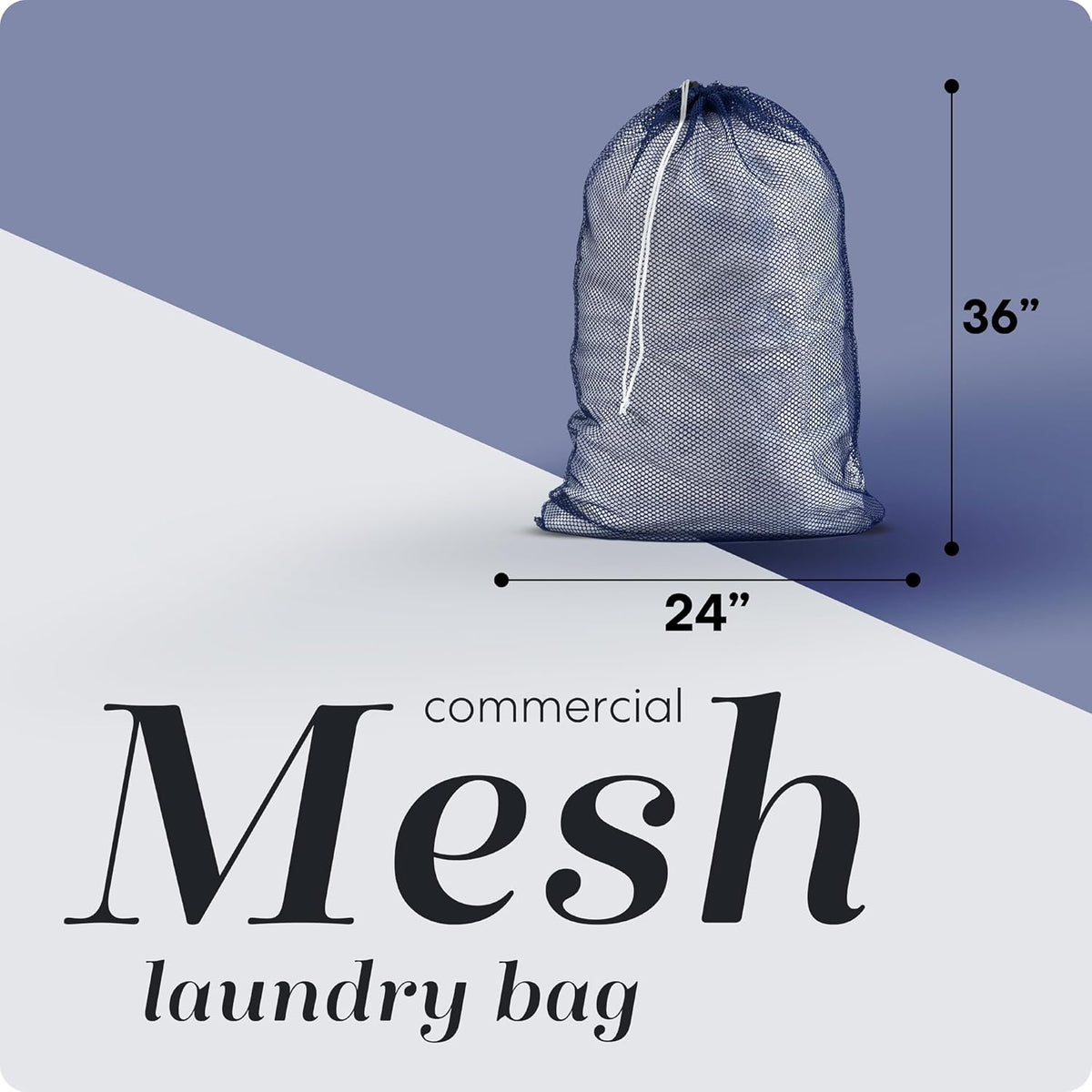 Mesh XL Laundry Bag - Durable, Machine Washable with Secure Drawstring Closure - Perfect for College Dorms, Laundromats, Apartments (Black, Large 24" x 36")