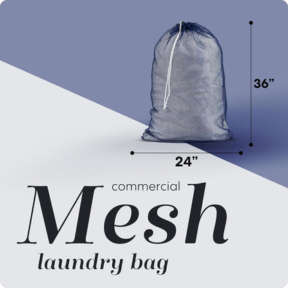 Mesh XL Laundry Bag - Durable, Machine Washable with Secure Drawstring Closure - Perfect for College Dorms, Laundromats, Apartments (Black, Large 24" x 36")