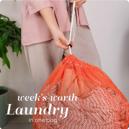 Mesh XL Laundry Bag - Durable, Machine Washable with Secure Drawstring Closure - Perfect for College Dorms, Laundromats, Apartments (Black, Large 24" x 36")