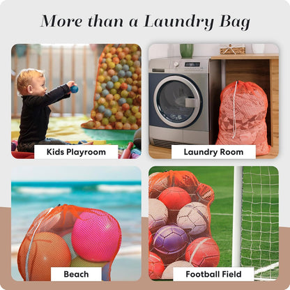 Mesh XL Laundry Bag - Durable, Machine Washable with Secure Drawstring Closure - Perfect for College Dorms, Laundromats, Apartments (Black, Large 24" x 36")