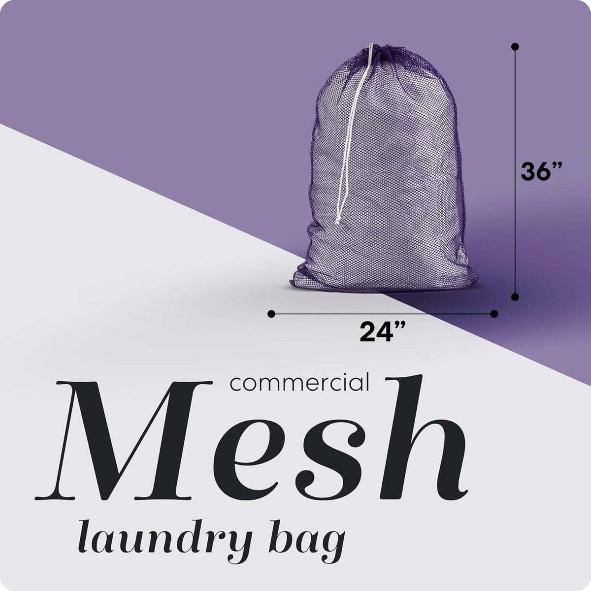 Mesh XL Laundry Bag - Durable, Machine Washable with Secure Drawstring Closure - Perfect for College Dorms, Laundromats, Apartments (Black, Large 24" x 36")
