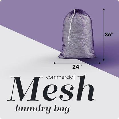 Mesh XL Laundry Bag - Durable, Machine Washable with Secure Drawstring Closure - Perfect for College Dorms, Laundromats, Apartments (Black, Large 24" x 36")