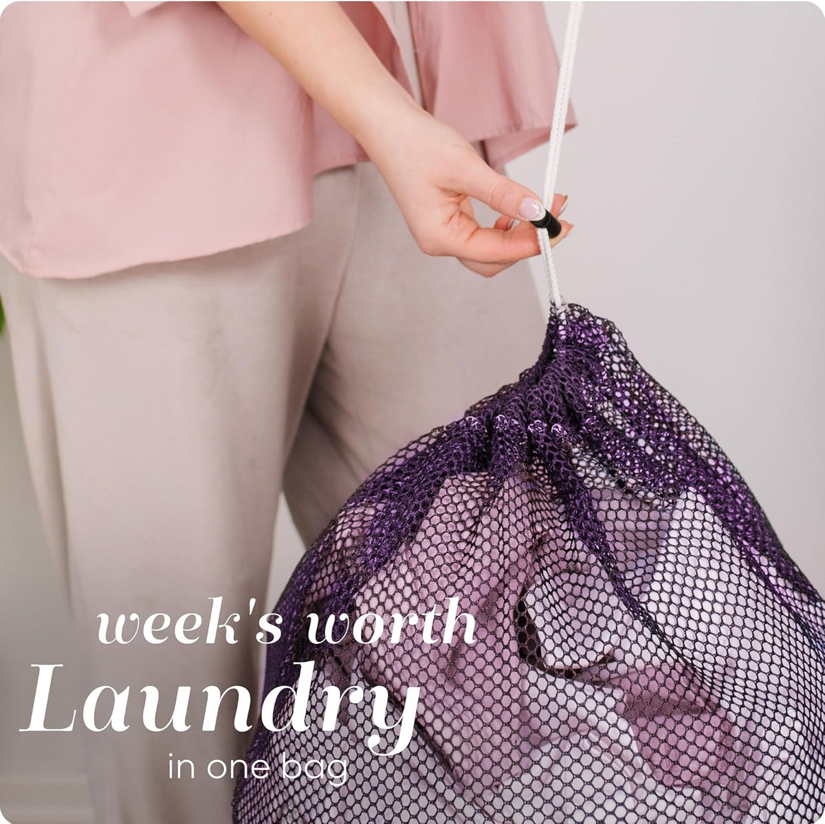 Mesh XL Laundry Bag - Durable, Machine Washable with Secure Drawstring Closure - Perfect for College Dorms, Laundromats, Apartments (Black, Large 24" x 36")