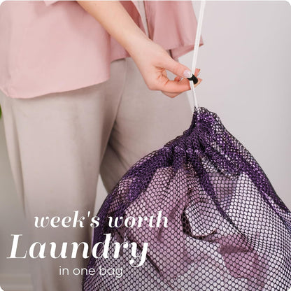 Mesh XL Laundry Bag - Durable, Machine Washable with Secure Drawstring Closure - Perfect for College Dorms, Laundromats, Apartments (Black, Large 24" x 36")