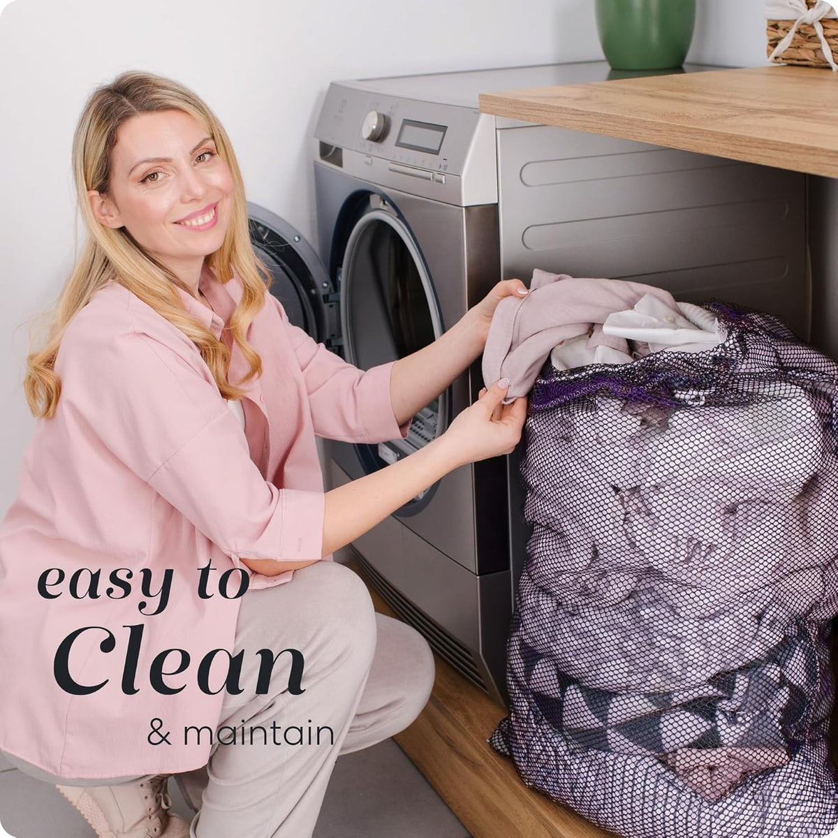 Mesh XL Laundry Bag - Durable, Machine Washable with Secure Drawstring Closure - Perfect for College Dorms, Laundromats, Apartments (Black, Large 24" x 36")