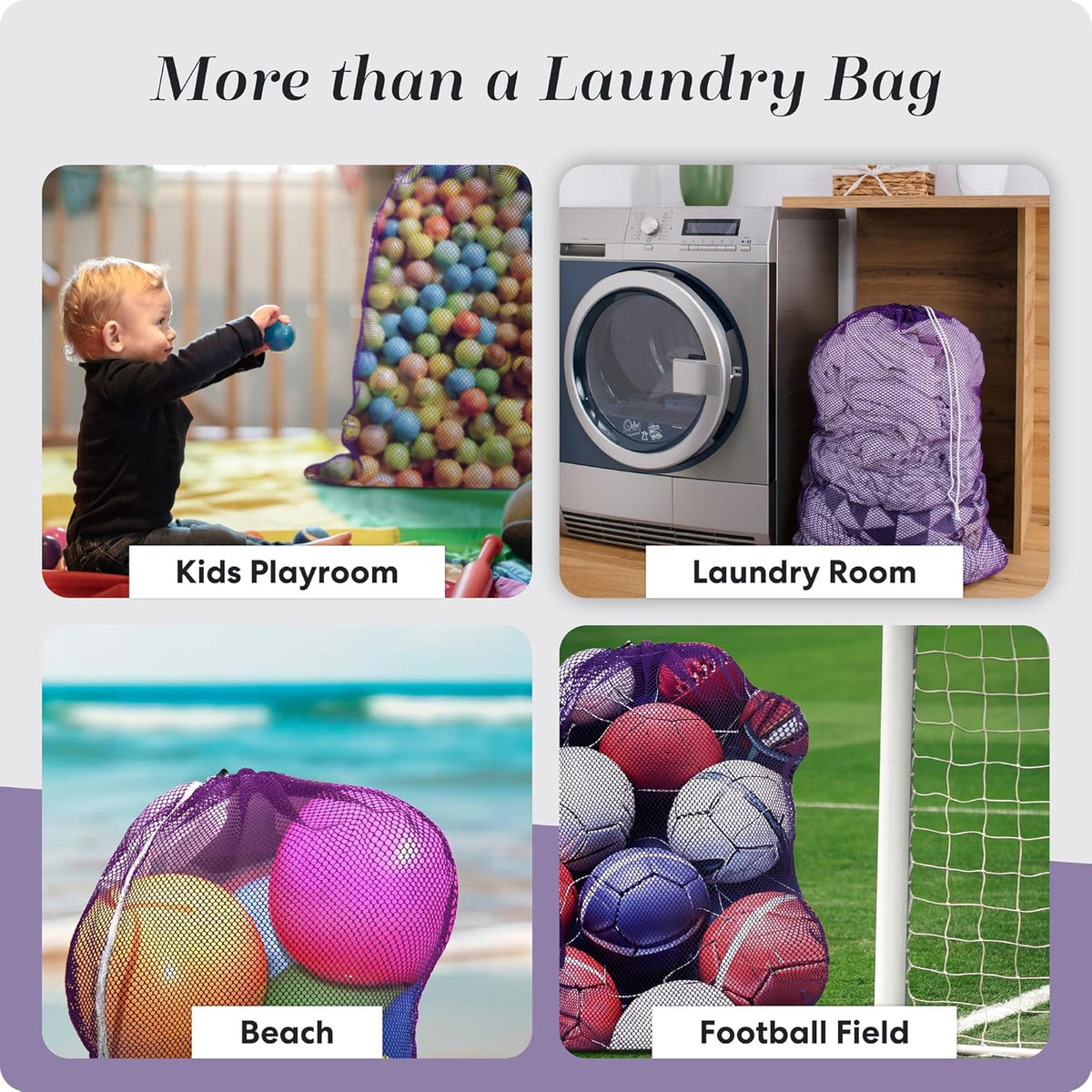 Mesh XL Laundry Bag - Durable, Machine Washable with Secure Drawstring Closure - Perfect for College Dorms, Laundromats, Apartments (Black, Large 24" x 36")