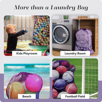 Mesh XL Laundry Bag - Durable, Machine Washable with Secure Drawstring Closure - Perfect for College Dorms, Laundromats, Apartments (Black, Large 24" x 36")