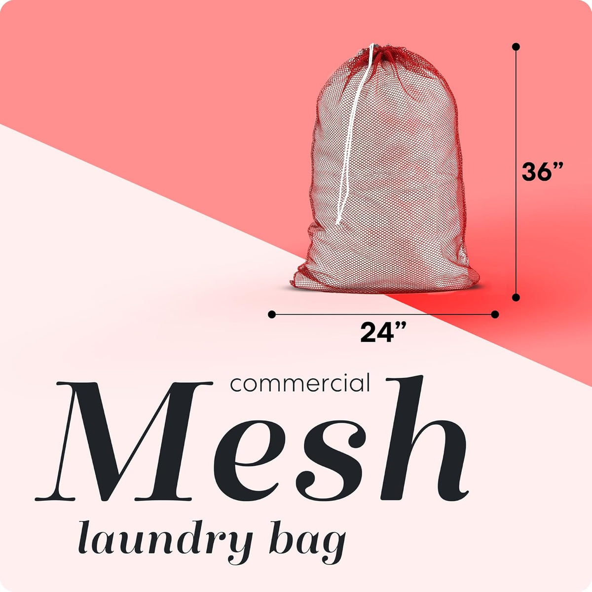 Mesh XL Laundry Bag - Durable, Machine Washable with Secure Drawstring Closure - Perfect for College Dorms, Laundromats, Apartments (Black, Large 24" x 36")