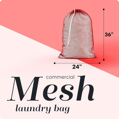 Mesh XL Laundry Bag - Durable, Machine Washable with Secure Drawstring Closure - Perfect for College Dorms, Laundromats, Apartments (Black, Large 24" x 36")