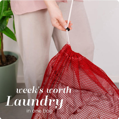 Mesh XL Laundry Bag - Durable, Machine Washable with Secure Drawstring Closure - Perfect for College Dorms, Laundromats, Apartments (Black, Large 24" x 36")