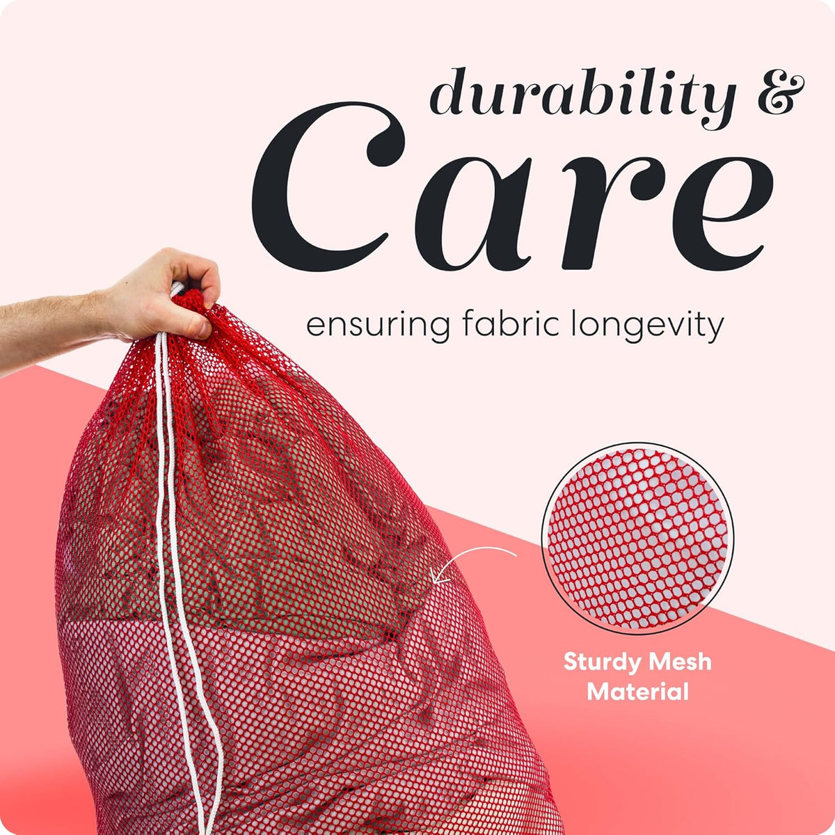 Mesh XL Laundry Bag - Durable, Machine Washable with Secure Drawstring Closure - Perfect for College Dorms, Laundromats, Apartments (Black, Large 24" x 36")