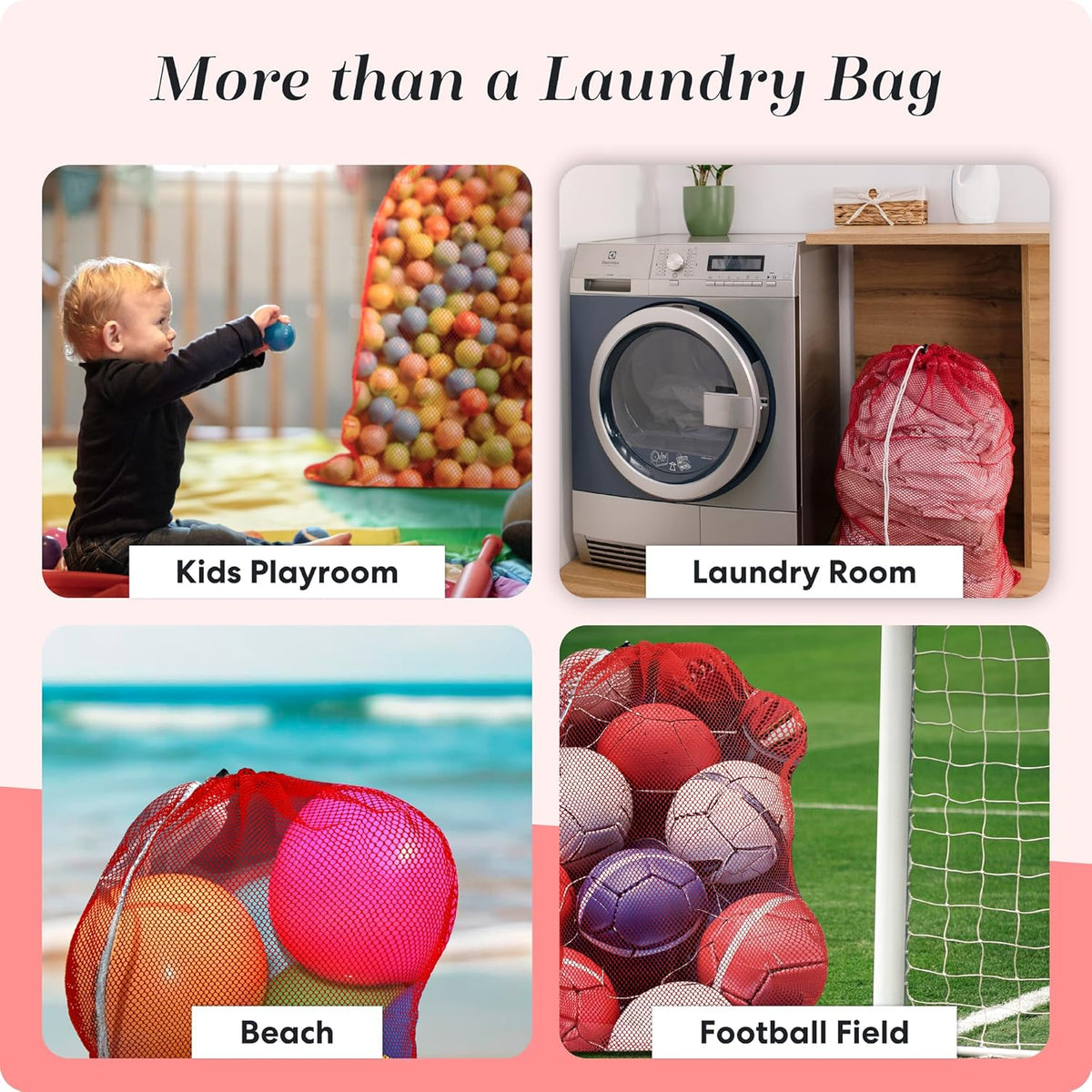 Mesh XL Laundry Bag - Durable, Machine Washable with Secure Drawstring Closure - Perfect for College Dorms, Laundromats, Apartments (Black, Large 24" x 36")