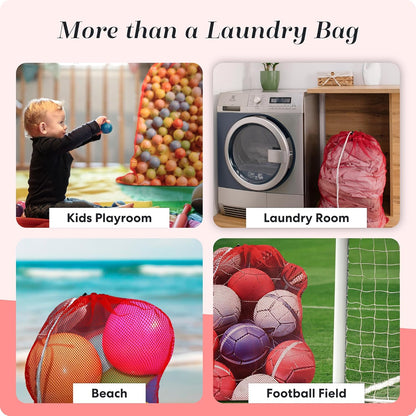 Mesh XL Laundry Bag - Durable, Machine Washable with Secure Drawstring Closure - Perfect for College Dorms, Laundromats, Apartments (Black, Large 24" x 36")