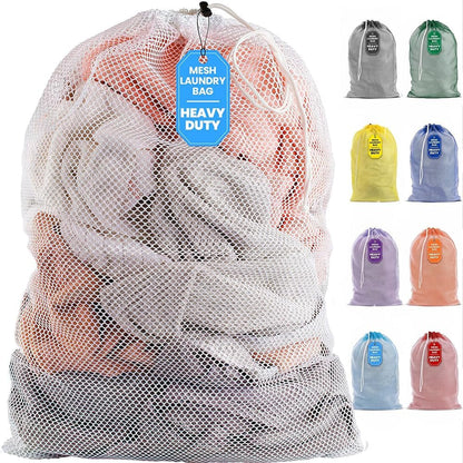Mesh XL Laundry Bag - Durable, Machine Washable with Secure Drawstring Closure - Perfect for College Dorms, Laundromats, Apartments (Black, Large 24" x 36")
