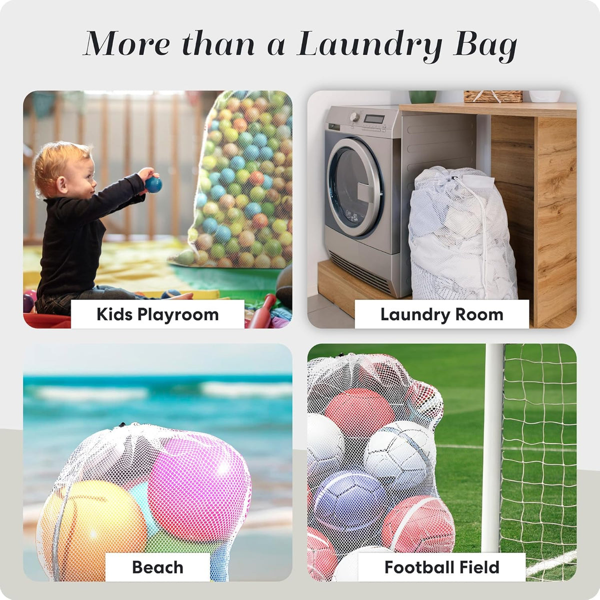 Mesh XL Laundry Bag - Durable, Machine Washable with Secure Drawstring Closure - Perfect for College Dorms, Laundromats, Apartments (Black, Large 24" x 36")
