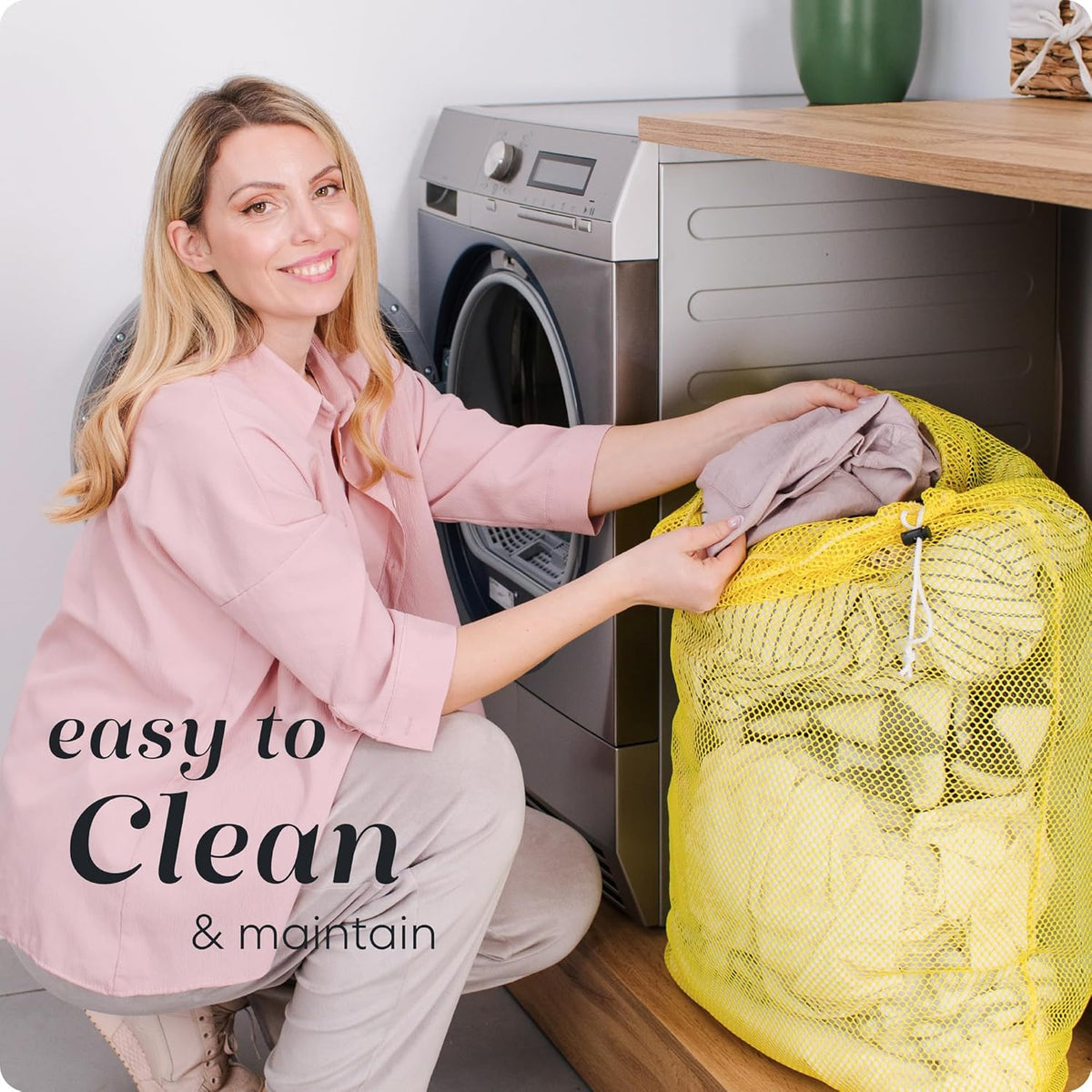 Mesh XL Laundry Bag - Durable, Machine Washable with Secure Drawstring Closure - Perfect for College Dorms, Laundromats, Apartments (Black, Large 24" x 36")