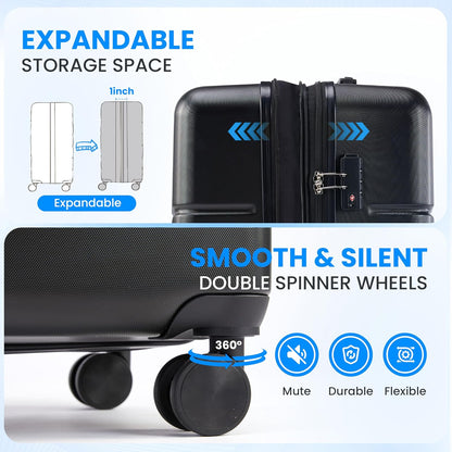 20 Inch Hardside Carry On Luggage, Suitcase with Double Spinner Wheels & TSA Lock, Hard Shell Suitcase, Expandable Rolling Lightweight Luggage, White