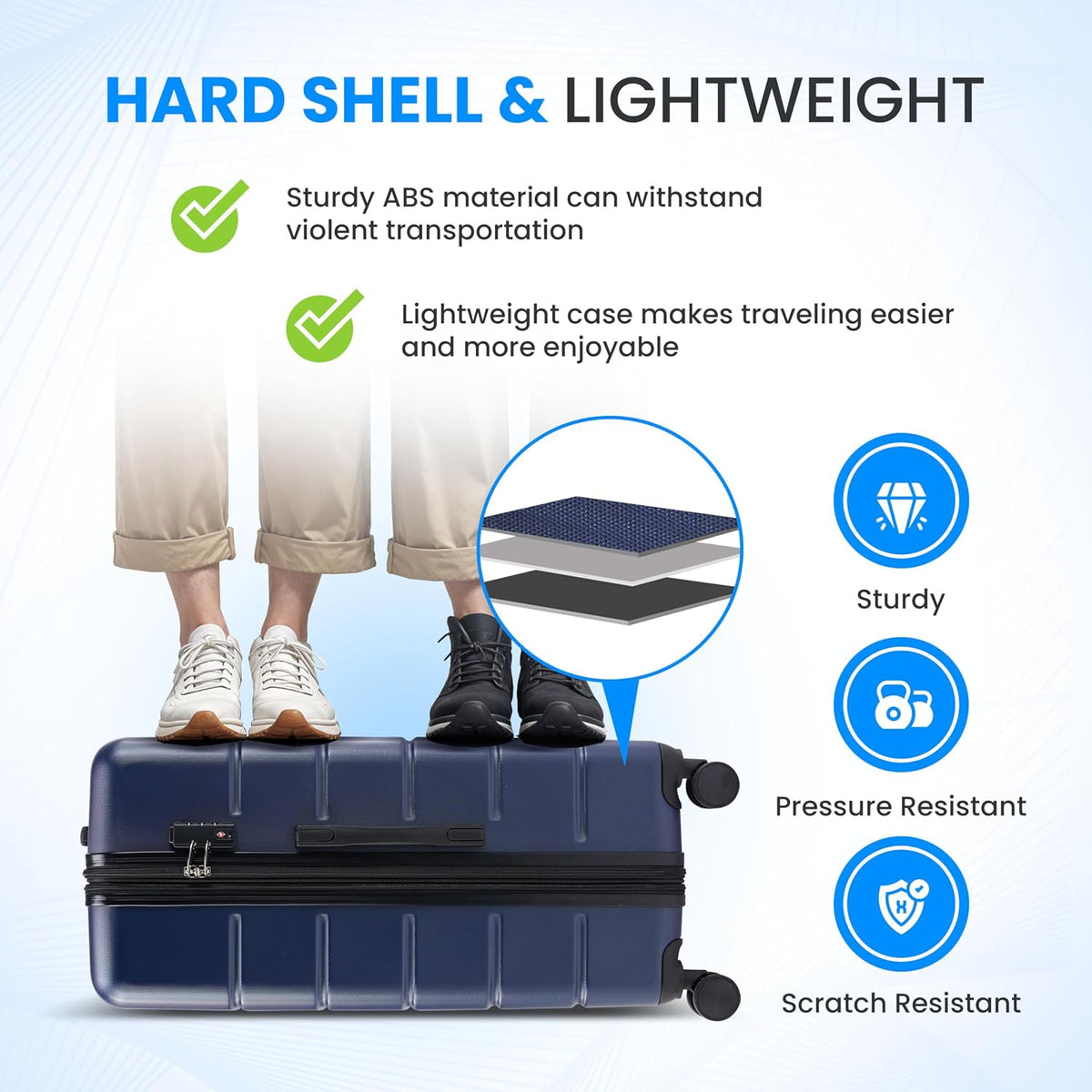 20 Inch Hardside Carry On Luggage, Suitcase with Double Spinner Wheels & TSA Lock, Hard Shell Suitcase, Expandable Rolling Lightweight Luggage, White