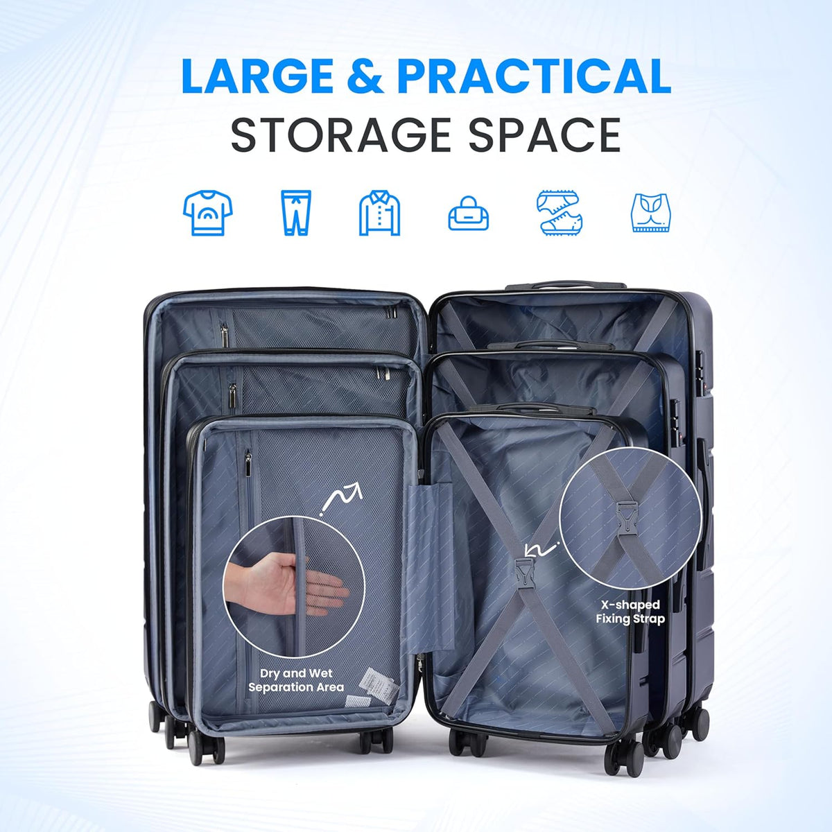 20 Inch Hardside Carry On Luggage, Suitcase with Double Spinner Wheels & TSA Lock, Hard Shell Suitcase, Expandable Rolling Lightweight Luggage, White