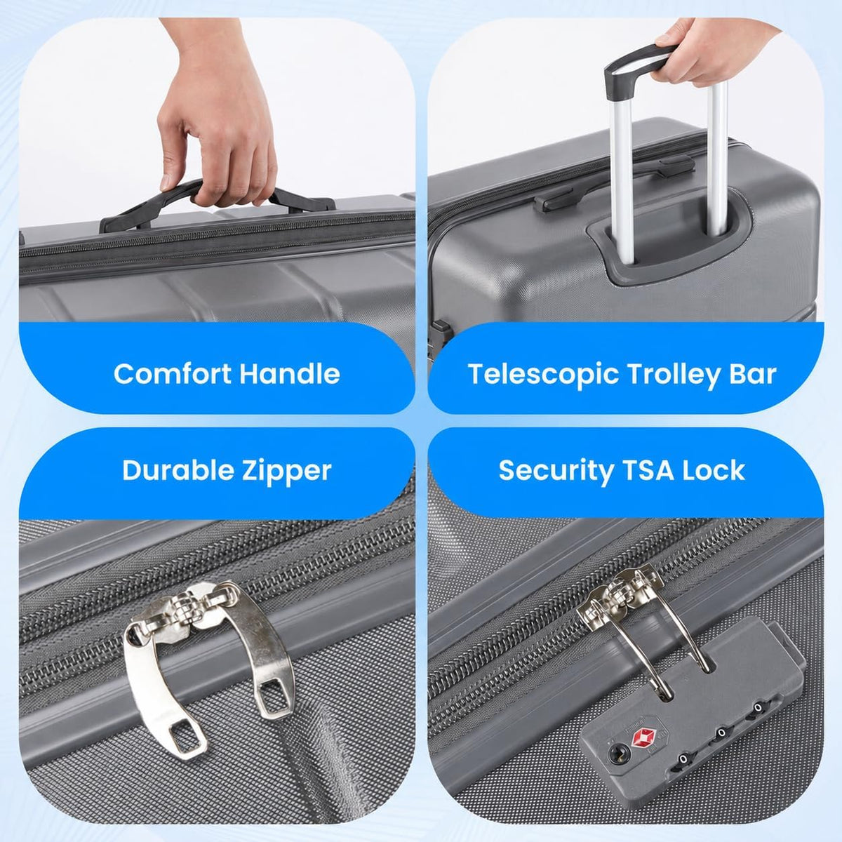 20 Inch Hardside Carry On Luggage, Suitcase with Double Spinner Wheels & TSA Lock, Hard Shell Suitcase, Expandable Rolling Lightweight Luggage, White