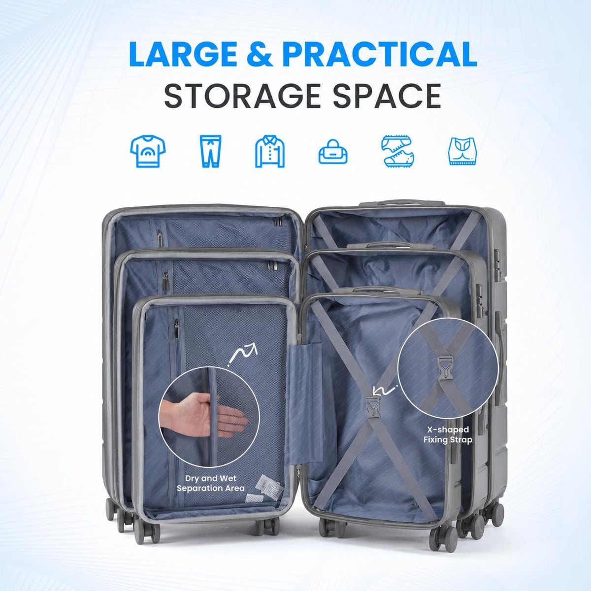 20 Inch Hardside Carry On Luggage, Suitcase with Double Spinner Wheels & TSA Lock, Hard Shell Suitcase, Expandable Rolling Lightweight Luggage, White