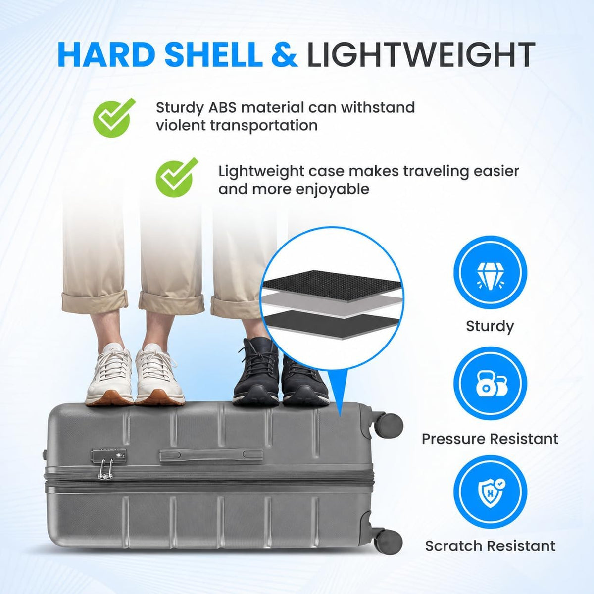 20 Inch Hardside Carry On Luggage, Suitcase with Double Spinner Wheels & TSA Lock, Hard Shell Suitcase, Expandable Rolling Lightweight Luggage, White