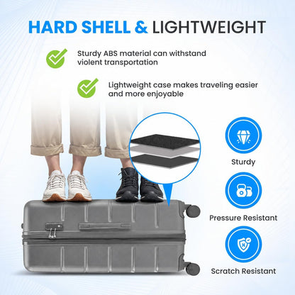 20 Inch Hardside Carry On Luggage, Suitcase with Double Spinner Wheels & TSA Lock, Hard Shell Suitcase, Expandable Rolling Lightweight Luggage, White