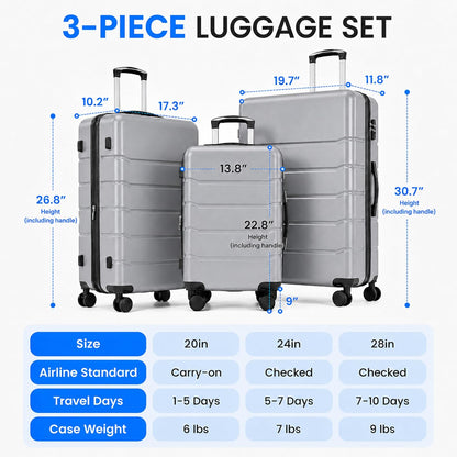 20 Inch Hardside Carry On Luggage, Suitcase with Double Spinner Wheels & TSA Lock, Hard Shell Suitcase, Expandable Rolling Lightweight Luggage, White