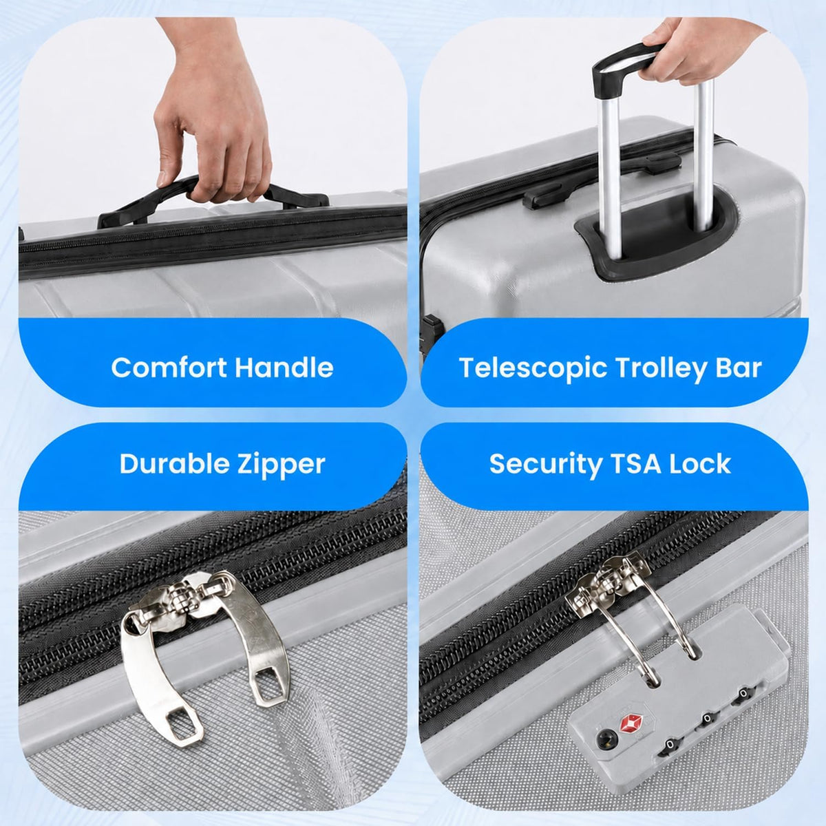 20 Inch Hardside Carry On Luggage, Suitcase with Double Spinner Wheels & TSA Lock, Hard Shell Suitcase, Expandable Rolling Lightweight Luggage, White