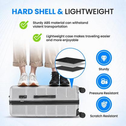 20 Inch Hardside Carry On Luggage, Suitcase with Double Spinner Wheels & TSA Lock, Hard Shell Suitcase, Expandable Rolling Lightweight Luggage, White