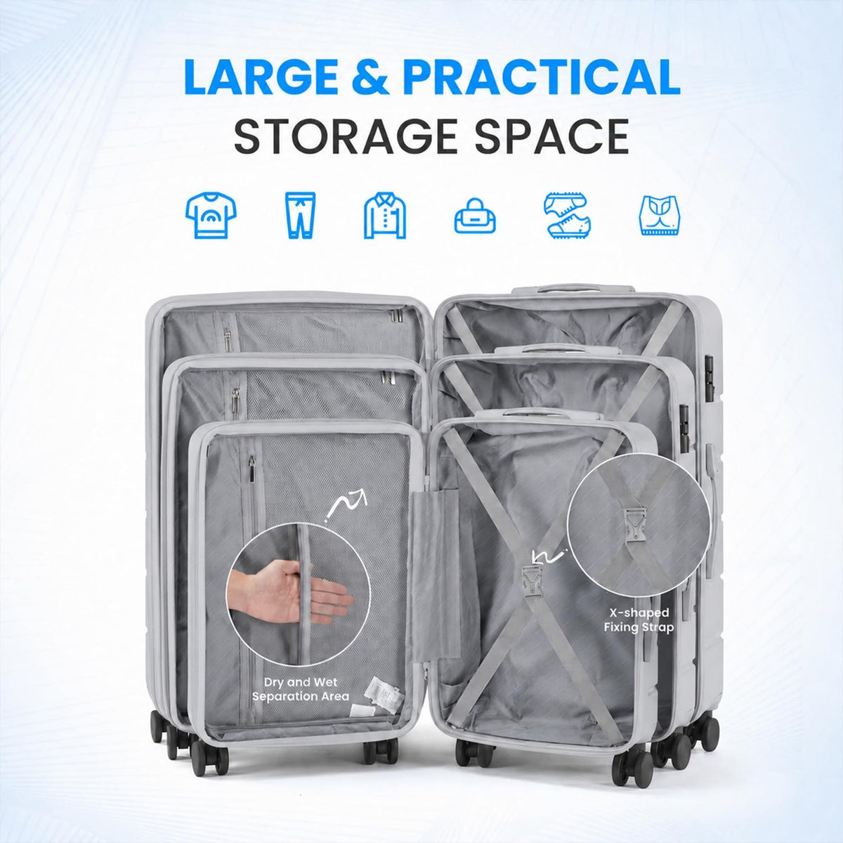 20 Inch Hardside Carry On Luggage, Suitcase with Double Spinner Wheels & TSA Lock, Hard Shell Suitcase, Expandable Rolling Lightweight Luggage, White