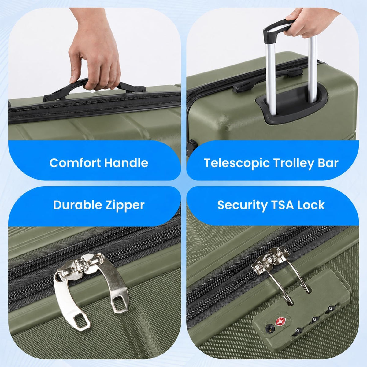 20 Inch Hardside Carry On Luggage, Suitcase with Double Spinner Wheels & TSA Lock, Hard Shell Suitcase, Expandable Rolling Lightweight Luggage, White
