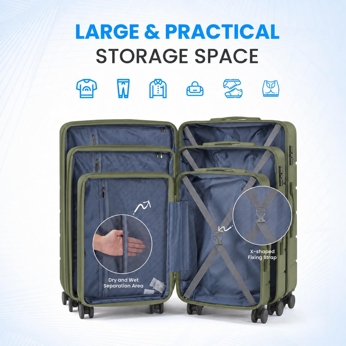 20 Inch Hardside Carry On Luggage, Suitcase with Double Spinner Wheels & TSA Lock, Hard Shell Suitcase, Expandable Rolling Lightweight Luggage, White