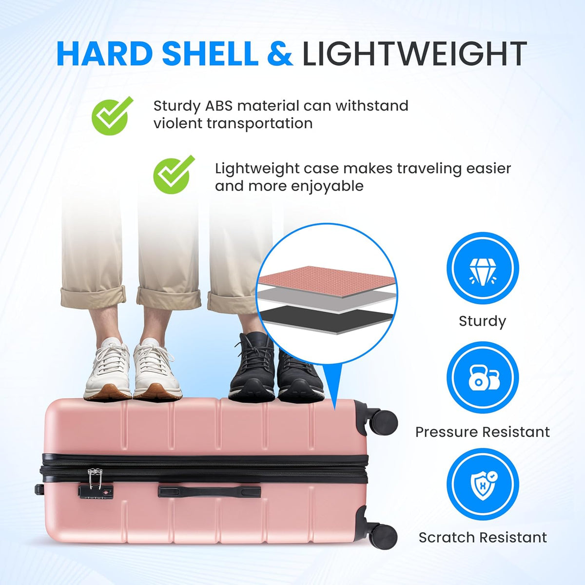 20 Inch Hardside Carry On Luggage, Suitcase with Double Spinner Wheels & TSA Lock, Hard Shell Suitcase, Expandable Rolling Lightweight Luggage, White