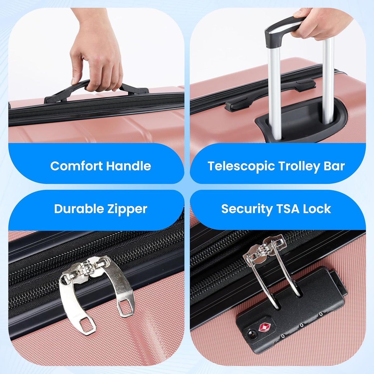 20 Inch Hardside Carry On Luggage, Suitcase with Double Spinner Wheels & TSA Lock, Hard Shell Suitcase, Expandable Rolling Lightweight Luggage, White